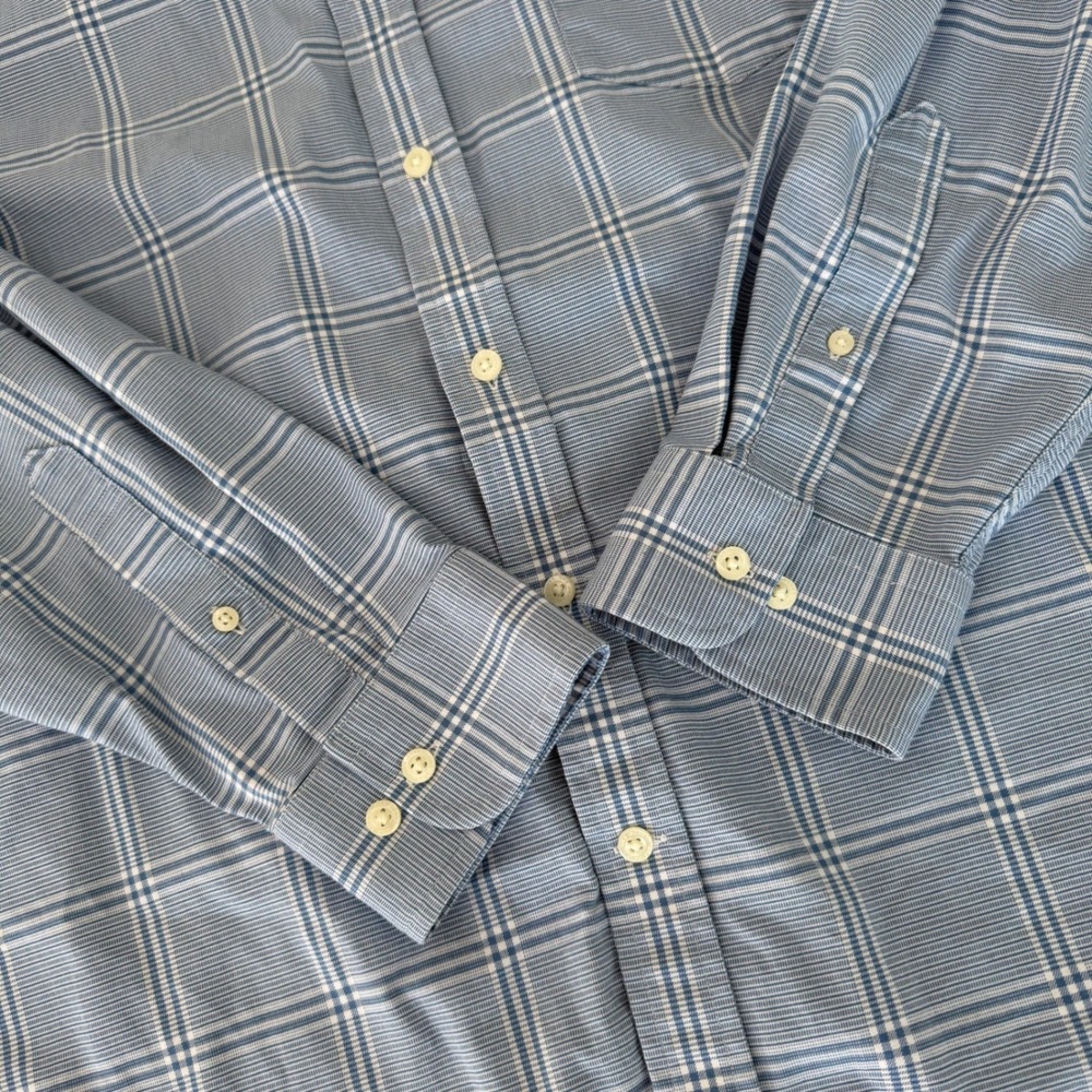 Lands' End Men's Blue‎ Plaid Button Down Long Sleeve Shirt Traditional Fit XL - Picture 3 of 10